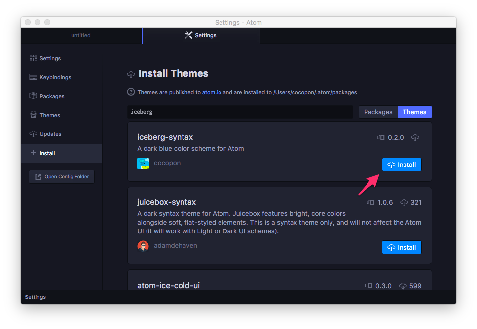 atomでも氷点下コーディング カラーテーマ iceberg を移植しました